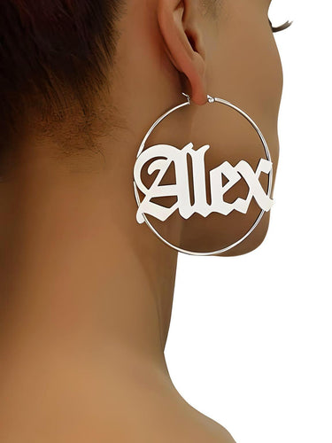 Custom Earrings Personalized Name Hoop Earrings For Women -, Earrings , Drestiny , Australia, Canada, Earrings, Gender_Women, Gold, New Zealand, Rose Gold, Silver, United Kingdom, United States , Drestiny , www.shopdrestiny.com